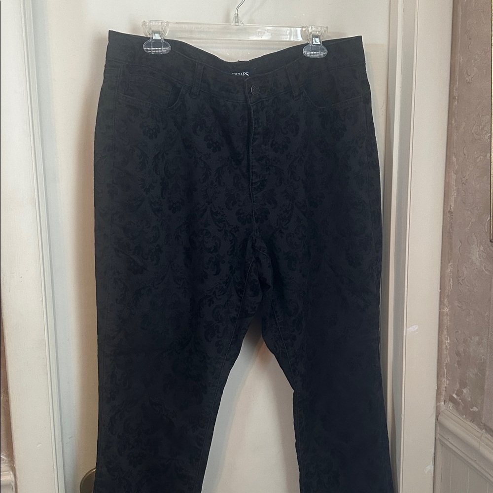 Chaps Soft Black Texture Pattern Jeans Size 16